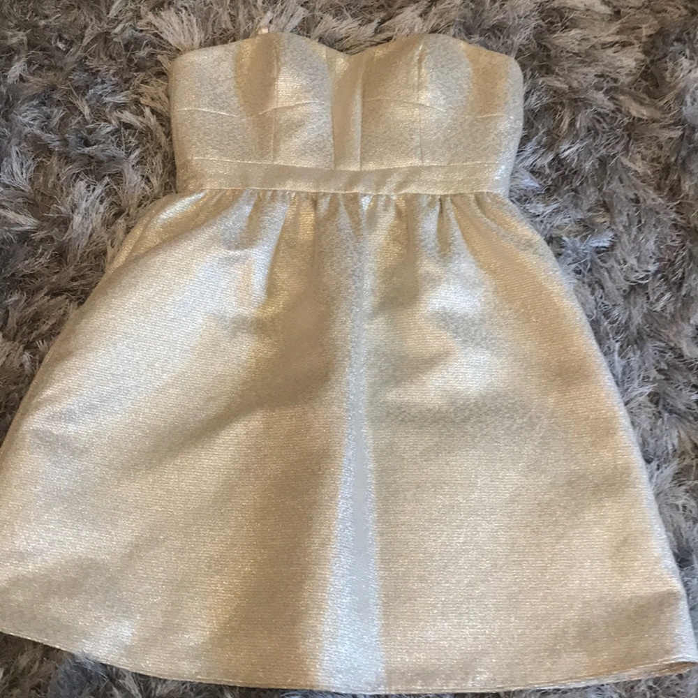 Gold strapless dress